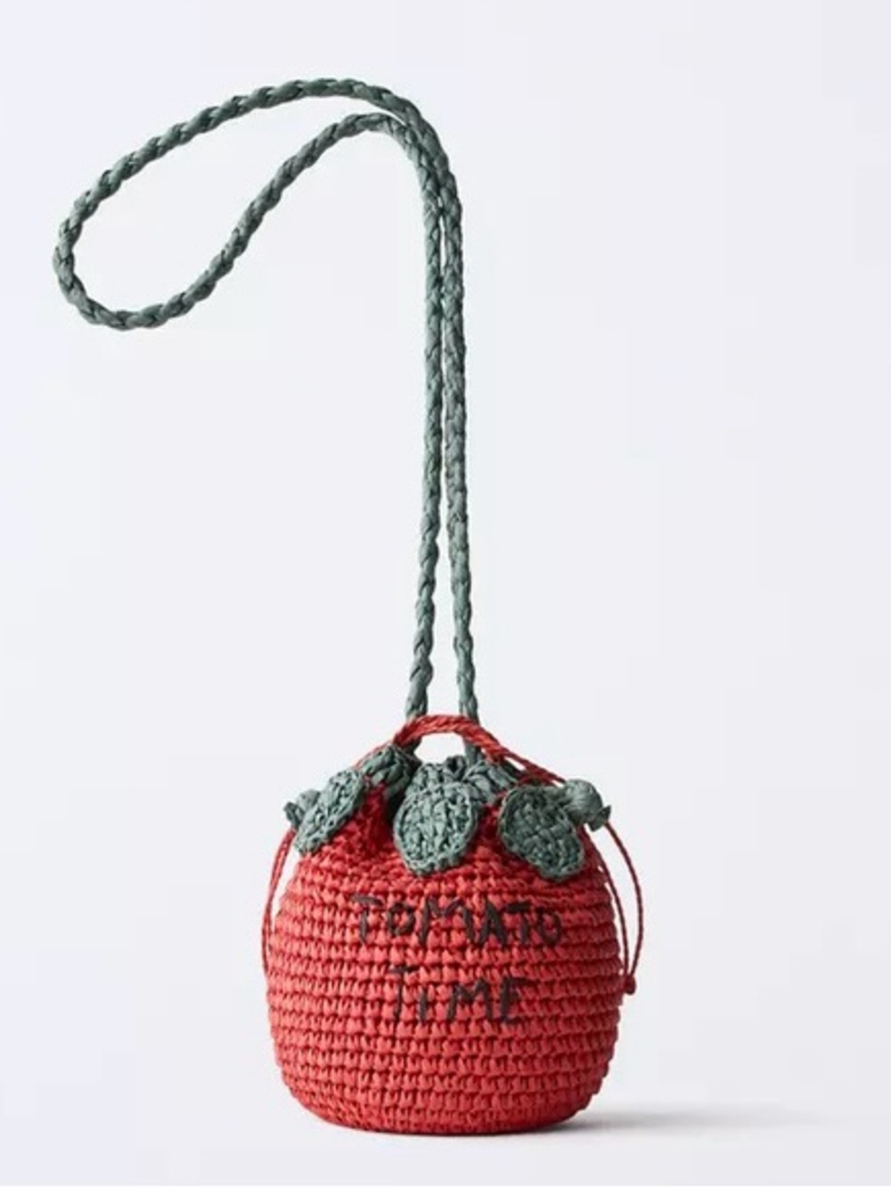 NWT Zara Raffia Effect Tomato Crossbody
